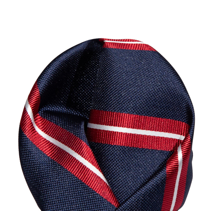 James Adelin Luxury Regimental Stripe Pocket Square in Navy and Red