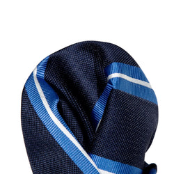 James Adelin Luxury Large Regimental Stripe Pocket Square in Navy and White