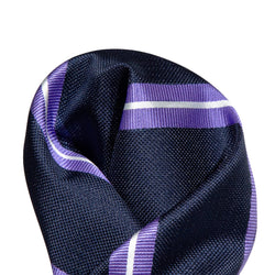 James Adelin Luxury Regimental Stripe Pocket Square in Navy and Purple