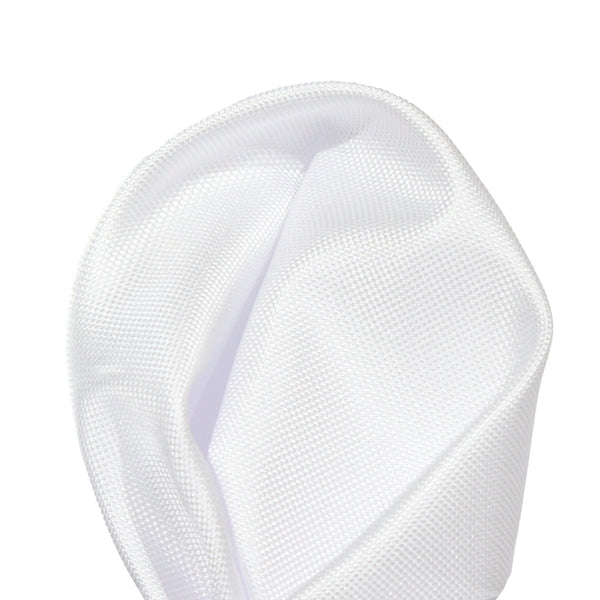 James Adelin Luxury Textured Weave Pocket Square in White