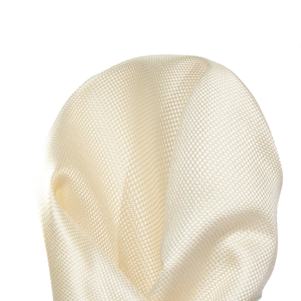 James Adelin Luxury Textured Weave Pocket Square in Ivory