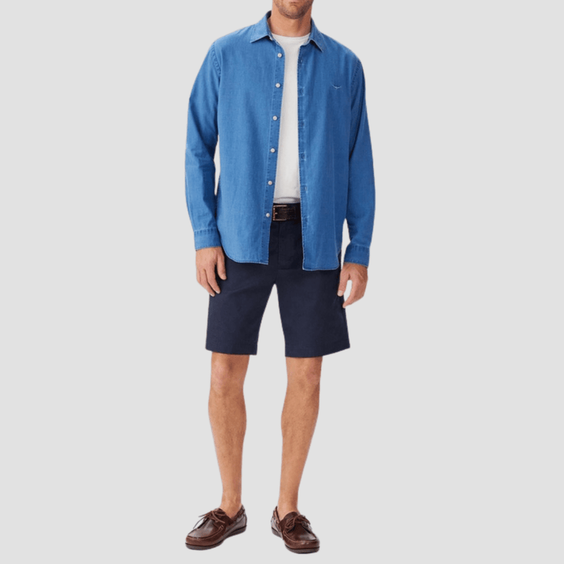 R.M. Williams Mens Arno Shirt in Indigo Pure Cotton - In Store Only
