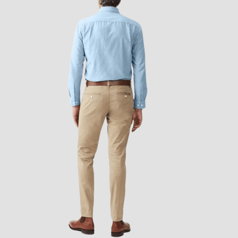 R.M. Williams Mens Collins Oxford Shirt in Light Blue Pure Cotton - In Store Only