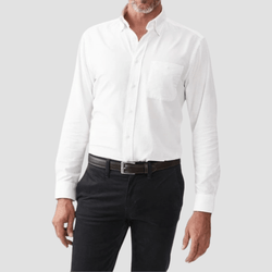 R.M. Williams Mens Collins Oxford Shirt in White Pure Cotton - In Store Only