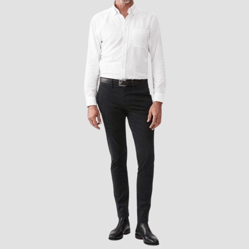 R.M. Williams Mens Collins Oxford Shirt in White Pure Cotton - In Store Only