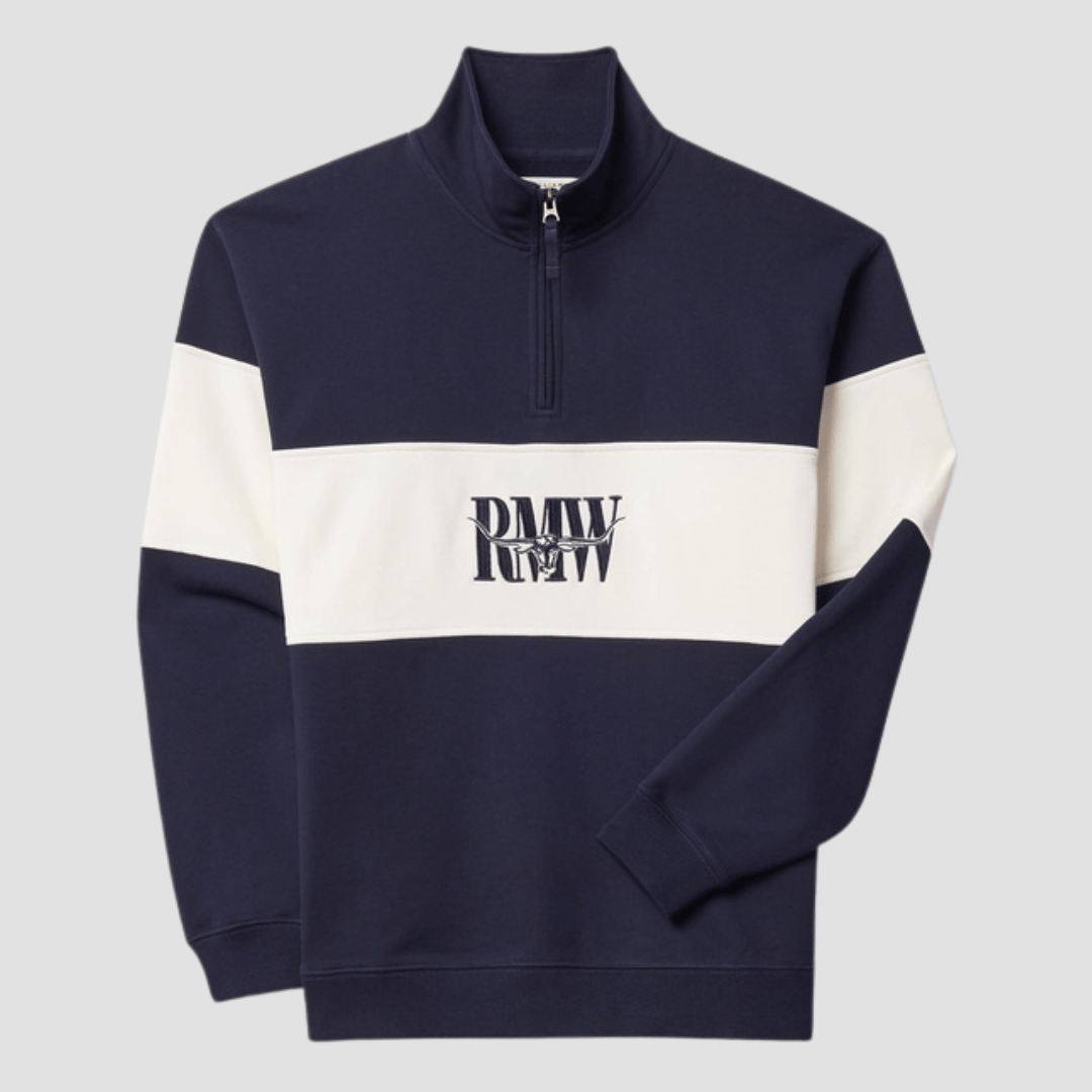 R.M. Williams Mens Heritage 1/4 Zip Sweatshirt in Navy - In Store Only