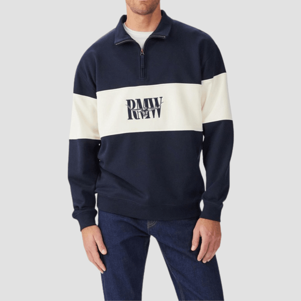 R.M. Williams Mens Heritage 1/4 Zip Sweatshirt in Navy - In Store Only
