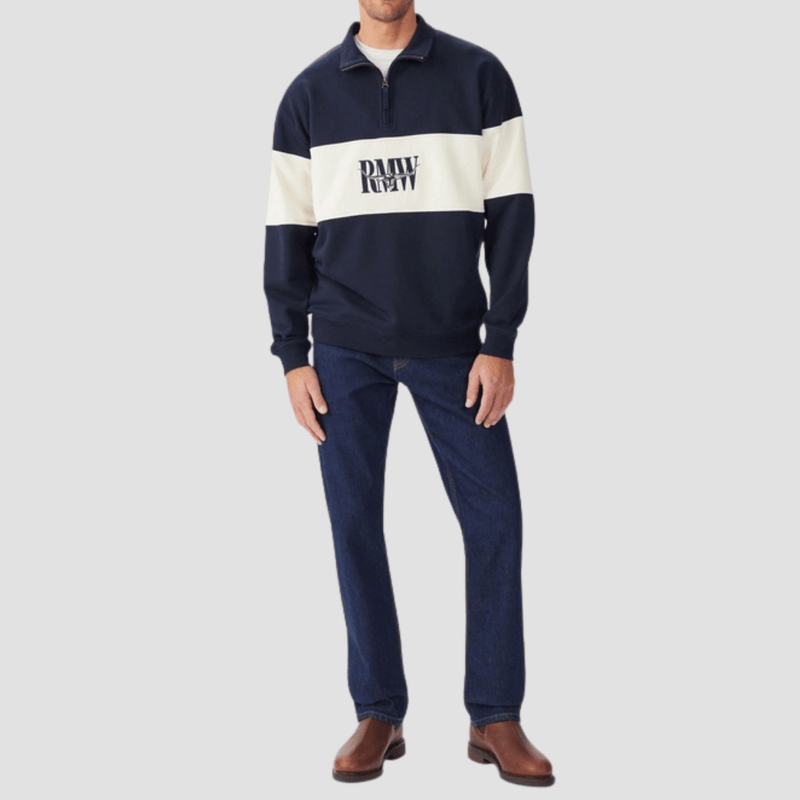 R.M. Williams Mens Heritage 1/4 Zip Sweatshirt in Navy - In Store Only