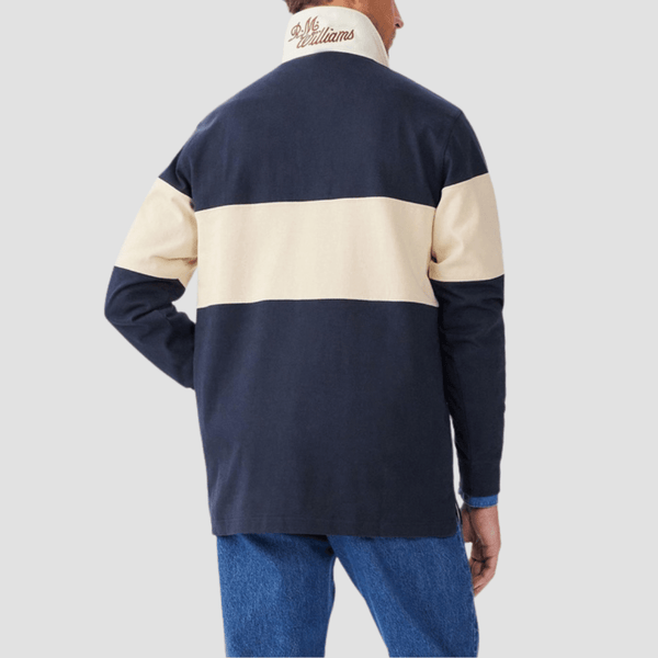 R.M. Williams Mens Heritage Rugby Sweatshirt in Navy Sand - In Store Only