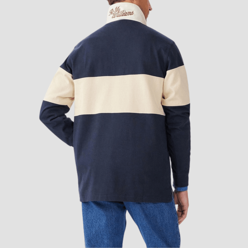 R.M. Williams Mens Heritage Rugby Sweatshirt in Navy Sand - In Store Only