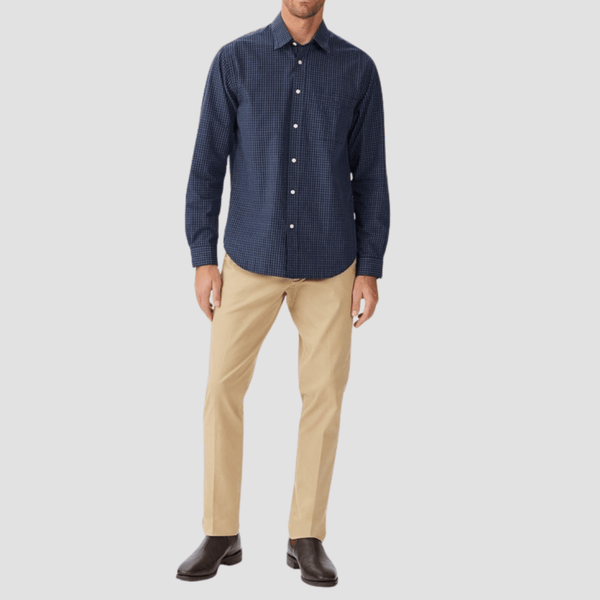 R.M. Williams Mens Kimberley Poplin Shirt Shirt in Navy Pure Cotton - In Store Only
