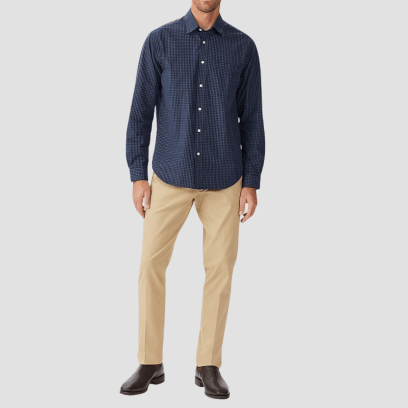 R.M. Williams Mens Kimberley Poplin Shirt Shirt in Navy Pure Cotton - In Store Only