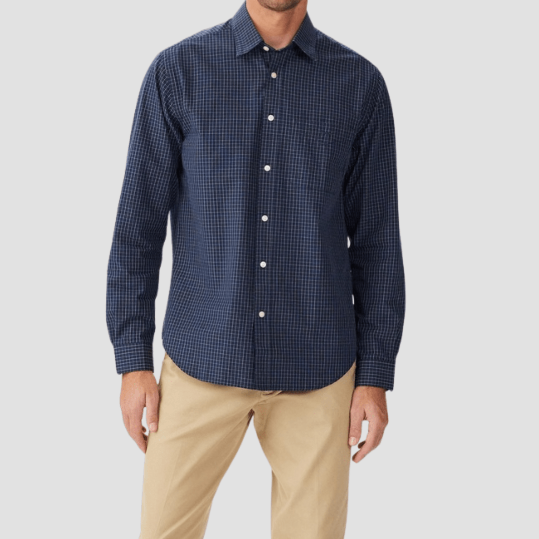 R.M. Williams Mens Kimberley Poplin Shirt Shirt in Navy Pure Cotton - In Store Only