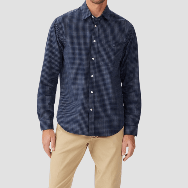 R.M. Williams Mens Kimberley Poplin Shirt Shirt in Navy Pure Cotton - In Store Only
