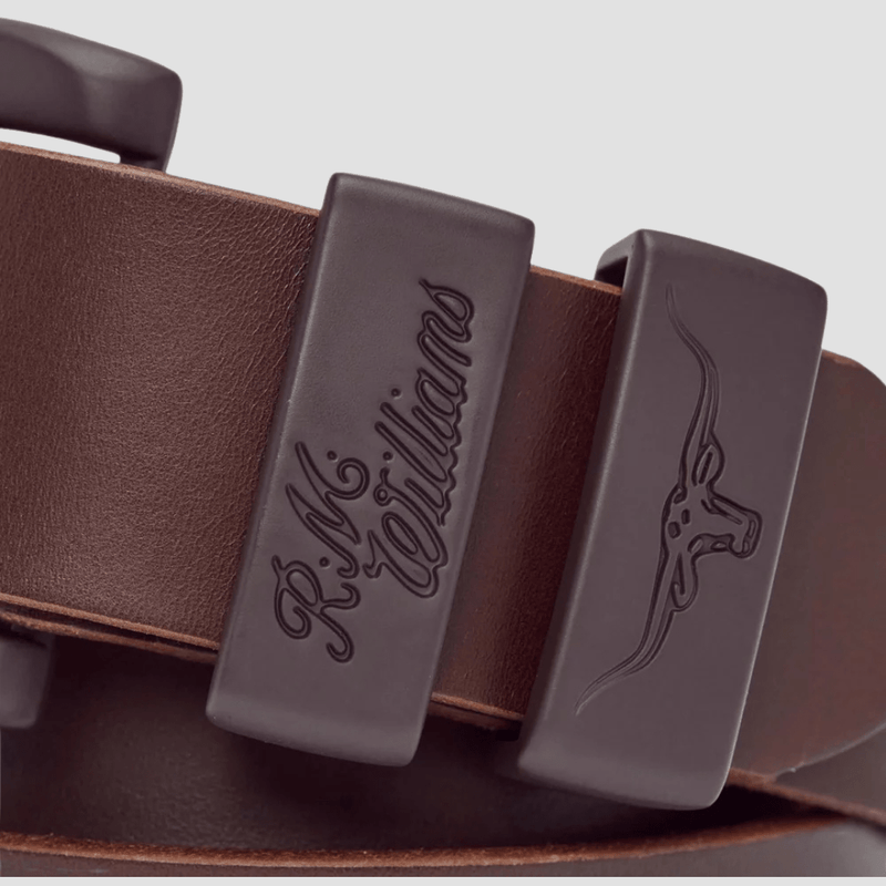 R.M. Williams Mens Leather Drover Belt in Chocolate - In Store Only