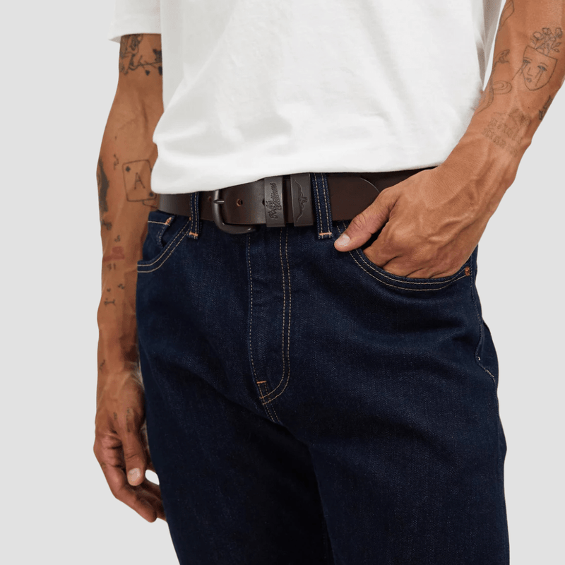 R.M. Williams Mens Leather Drover Belt in Chocolate - In Store Only