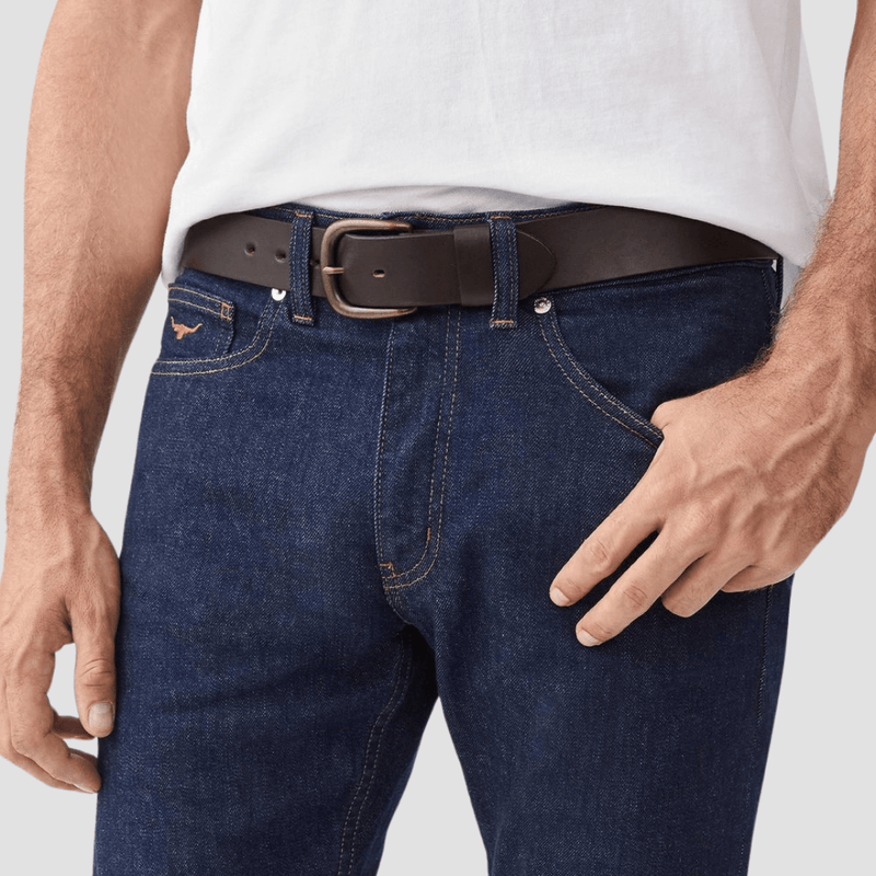 R.M. Williams Mens Leather Traditional Belt in Chestnut - In Store Only