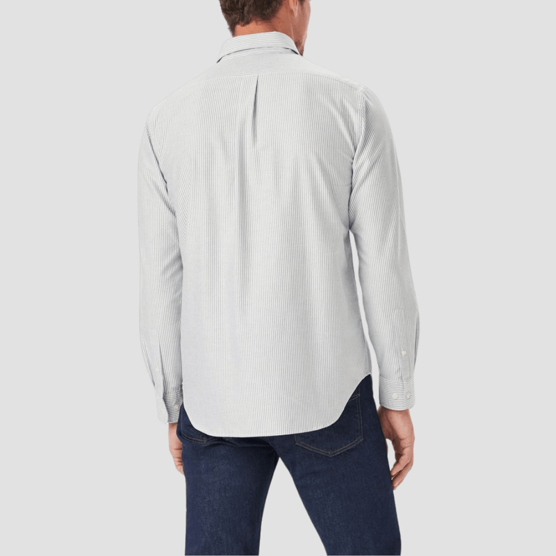 R.M. Williams Mens Oxford Stripe Shirt in Navy Pure Organic Cotton - In Store Only