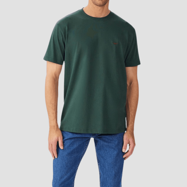 R.M. Williams Mens Parson T-Shirt in Pine Pure Cotton - In Store Only