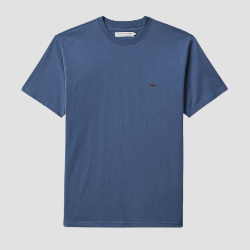 R.M. Williams Mens Parson T-Shirt in Vintage Indigo Pure Cotton - In Store Only