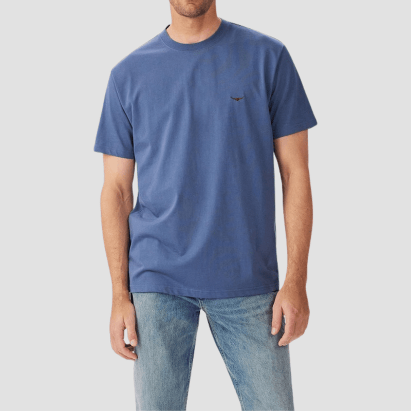 R.M. Williams Mens Parson T-Shirt in Vintage Indigo Pure Cotton - In Store Only
