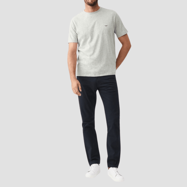 R.M. Williams Mens Parson T-Shirt in Grey Marle Pure Cotton - In Store Only
