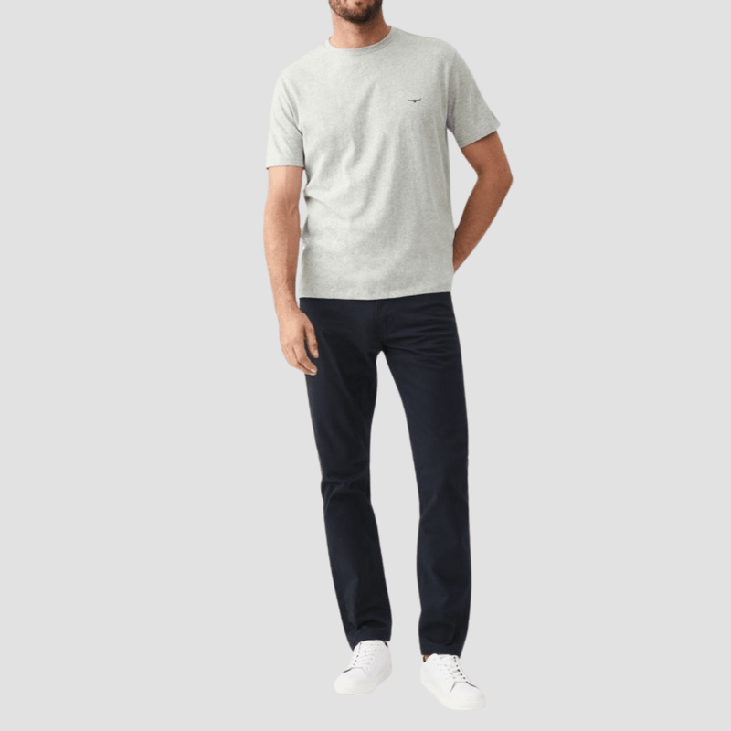 R.M. Williams Mens Parson T-Shirt in Grey Marle Pure Cotton - In Store Only