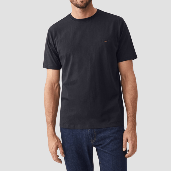R.M. Williams Mens Parson T-Shirt in Navy Pure Cotton - In Store Only
