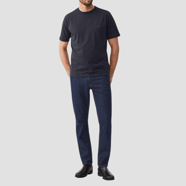 R.M. Williams Mens Parson T-Shirt in Navy Pure Cotton - In Store Only