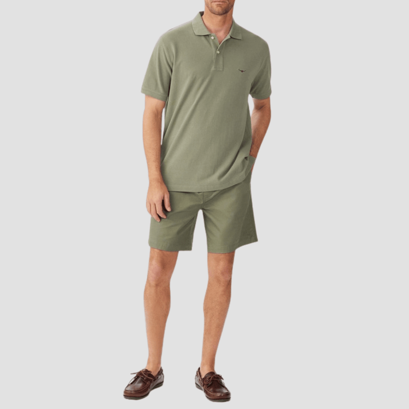 R.M. Williams Mens Rod Polo in Fatigue Pure Cotton - In Store Only