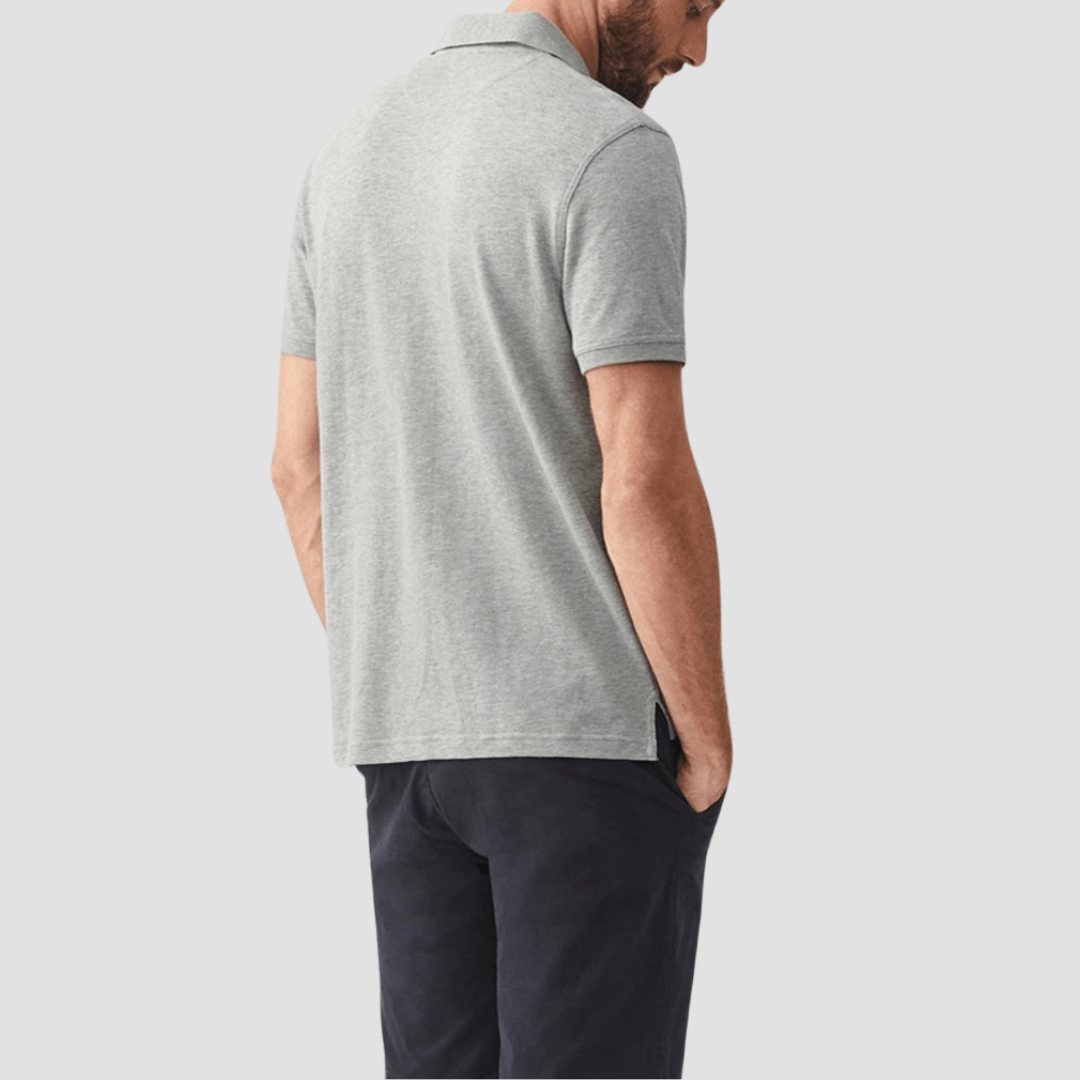 R.M. Williams Mens Rod Polo in Grey Marle Pure Cotton - In Store Only