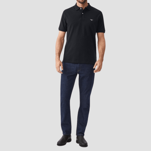 R.M. Williams Mens Rod Polo in Navy Pure Cotton - In Store Only