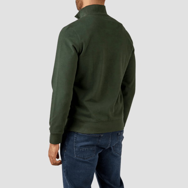 Rembrandt Champ Zip Sweater in Dark Green Pure Cotton