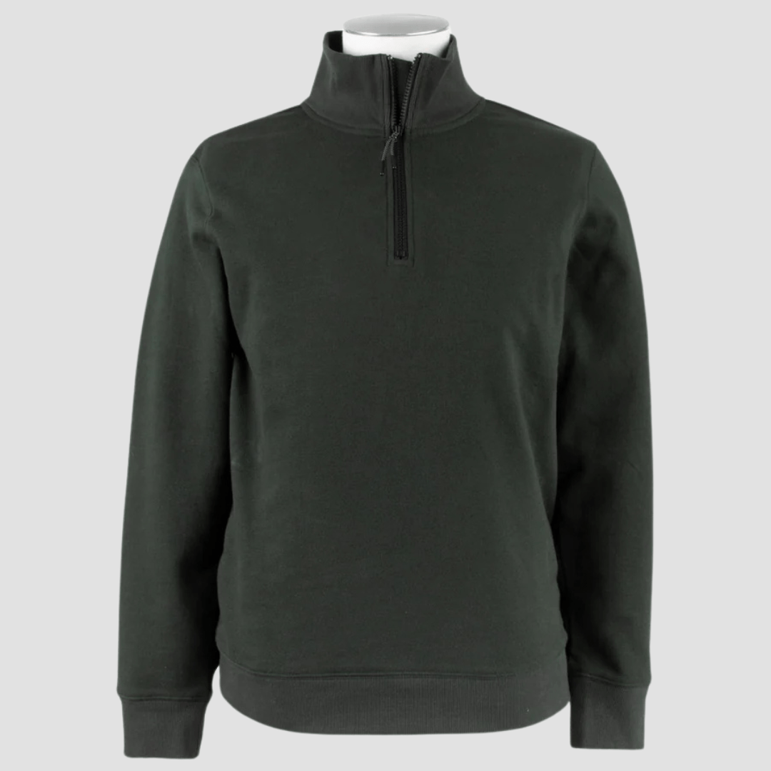 Rembrandt Champ Zip Sweater in Dark Green Pure Cotton