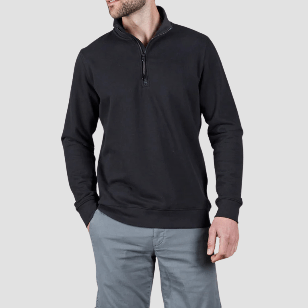 Rembrandt Champ Zip Sweater in Navy Pure Cotton