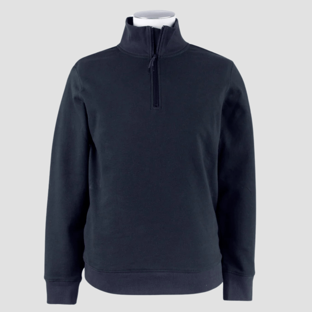 Rembrandt Champ Zip Sweater in Navy Pure Cotton