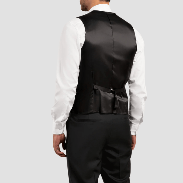 Rembrandt Classic Fit Churchill Vest in Jet Black Pure Wool