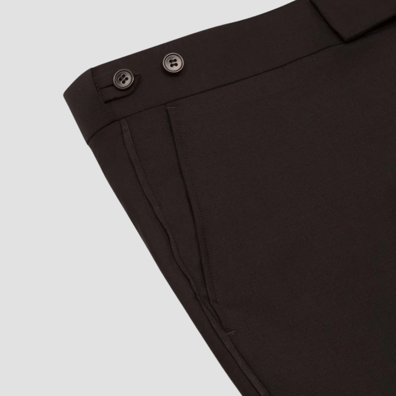 Rembrandt Classic Fit Ferry Jet Black Tuxedo Trouser in Pure Wool