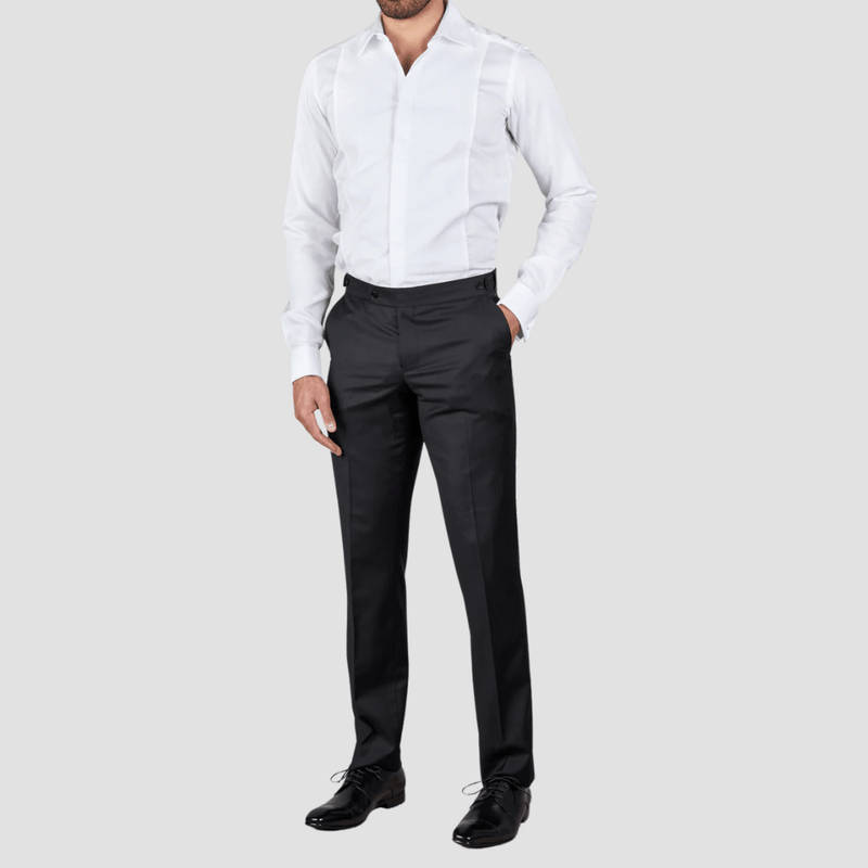 Rembrandt Classic Fit Ferry Jet Black Tuxedo Trouser in Pure Wool