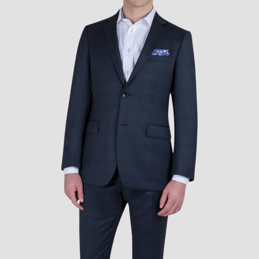 Rembrandt Original Fit Cooper Suit in Blue Check Pure Wool