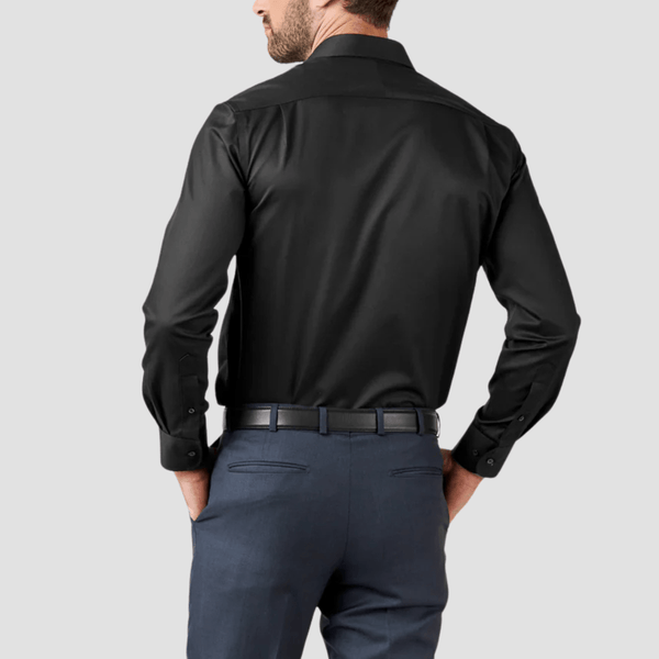 Rembrandt Mens Regular Fit Sinatra Shirt in Black Pure Twill Cotton