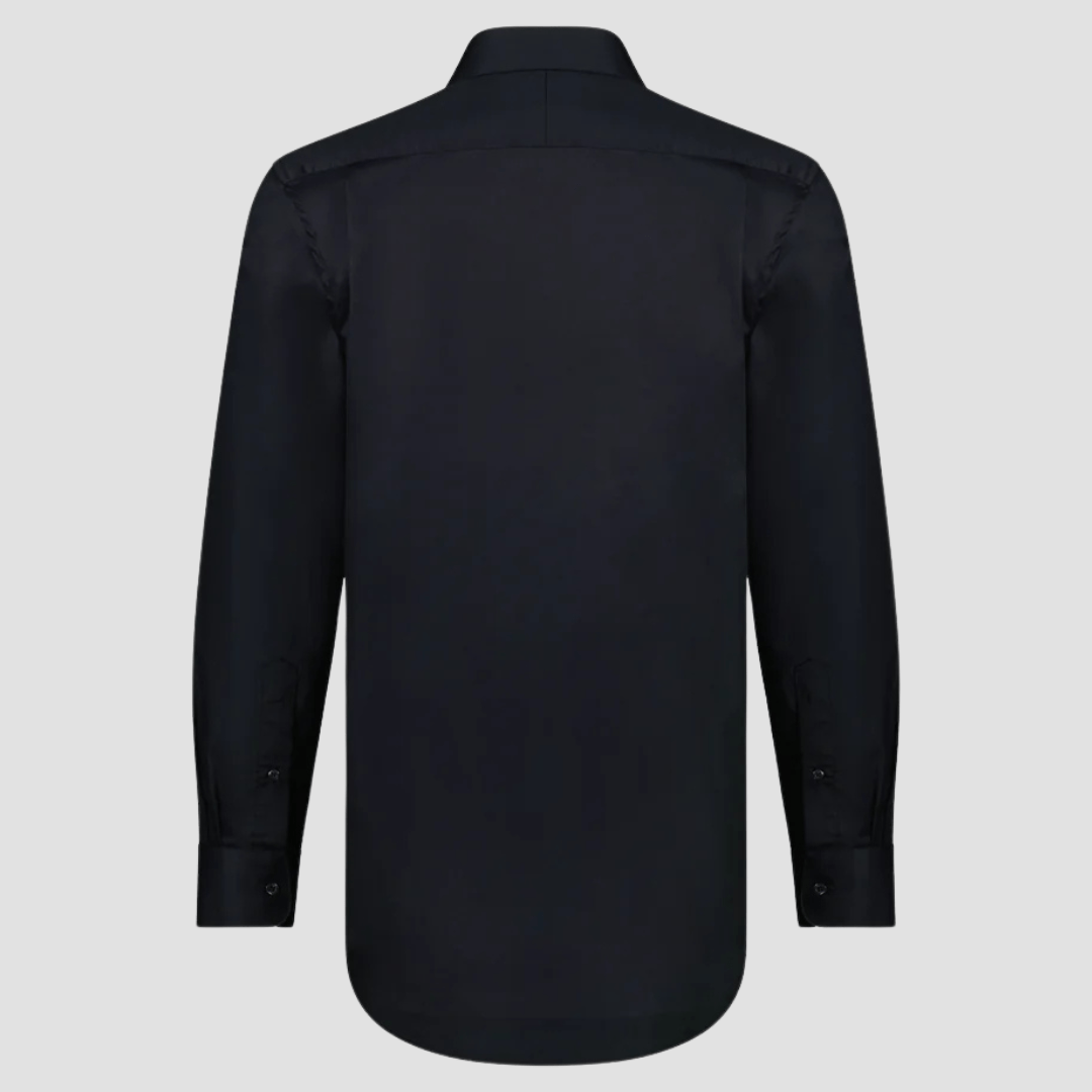 Rembrandt Mens Regular Fit Sinatra Shirt in Black Pure Twill Cotton