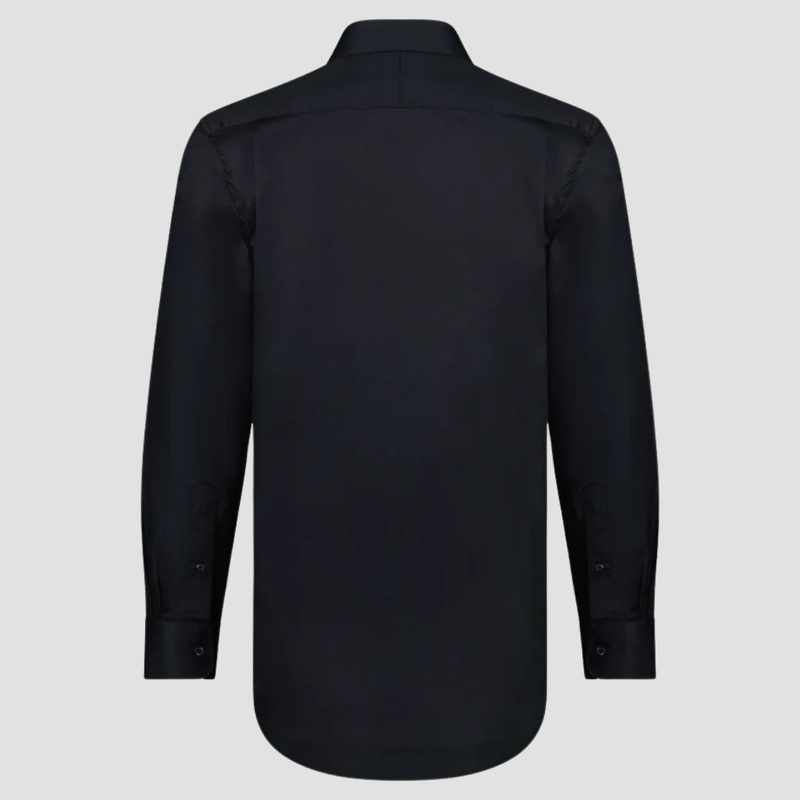 Rembrandt Mens Regular Fit Sinatra Shirt in Black Pure Twill Cotton