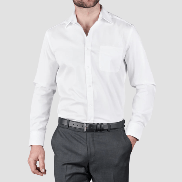 Rembrandt Mens Regular Fit Sinatra Shirt in White Pure Twill Cotton