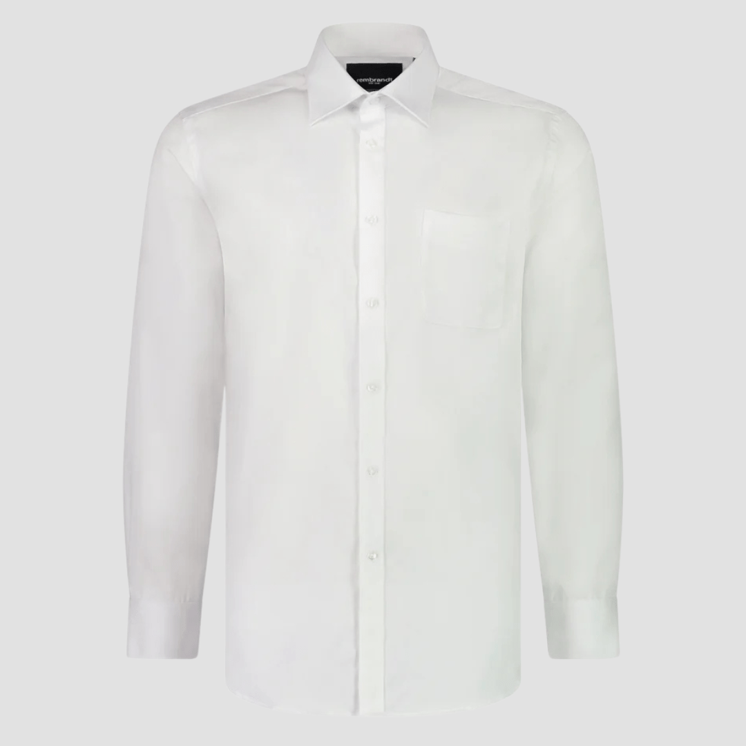 Rembrandt Mens Regular Fit Sinatra Shirt in White Pure Twill Cotton