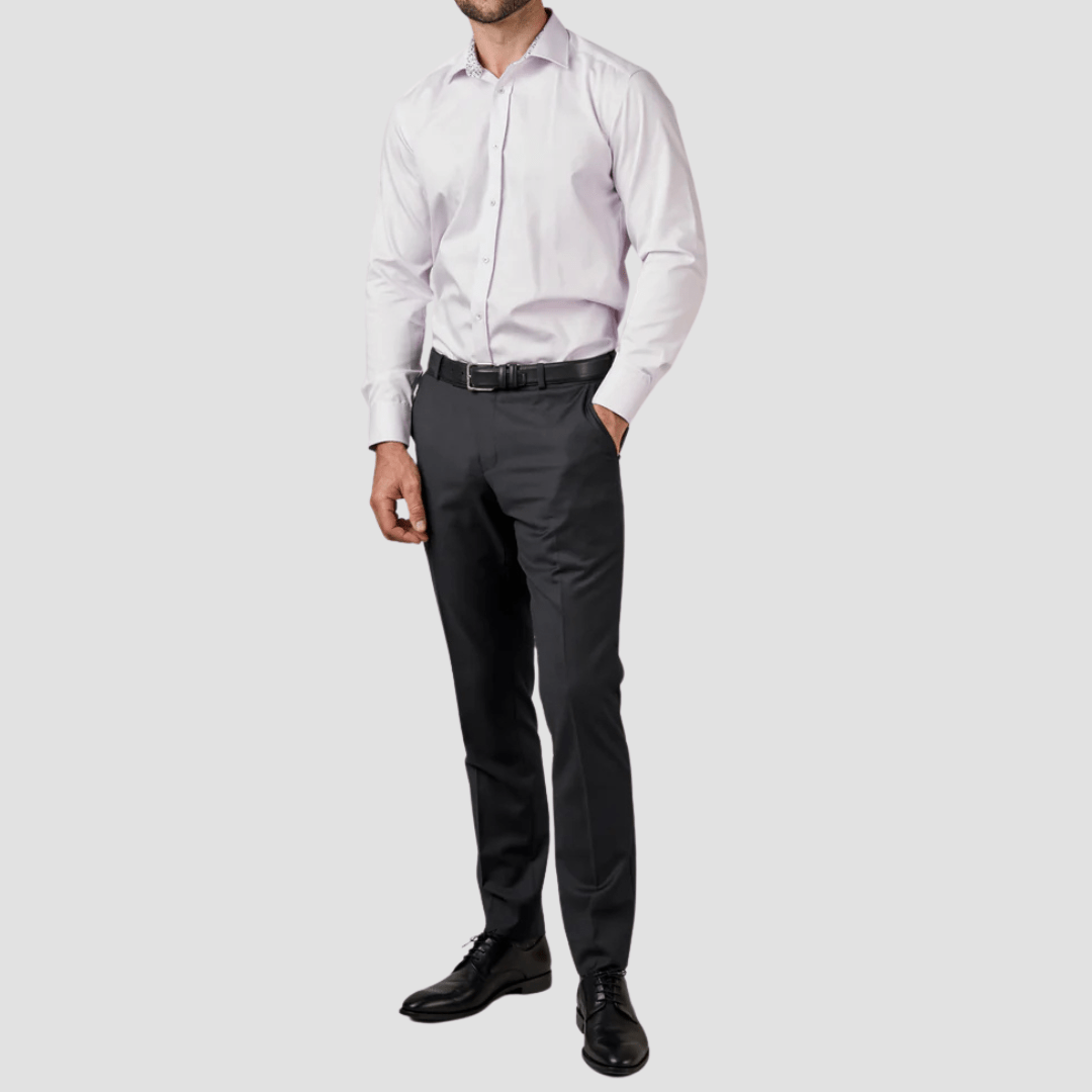 Rembrandt Mens Slim Fit Barbican Shirt in Lilac Pure Cotton