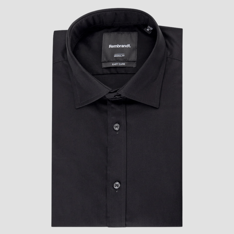 Rembrandt Mens Slim Fit London Shirt in Black Pure Cotton