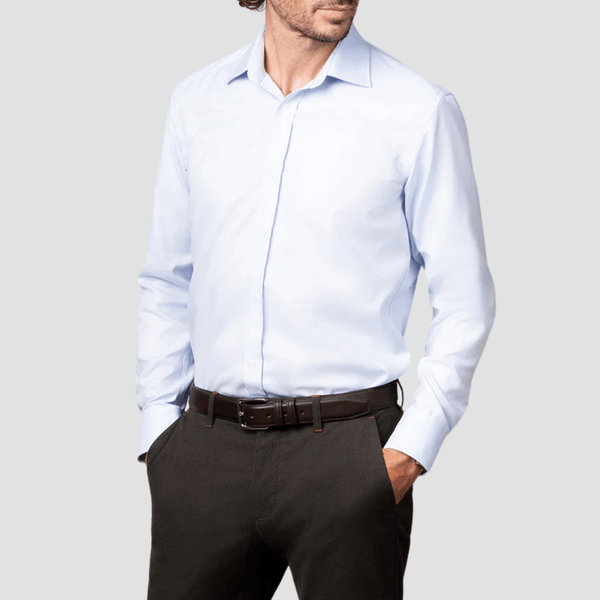 Rembrandt Mens Slim Fit London Shirt in Light Blue Textured Pure Cotton