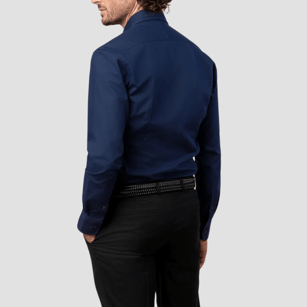 Rembrandt Mens Slim Fit London Shirt in Navy Pure Cotton