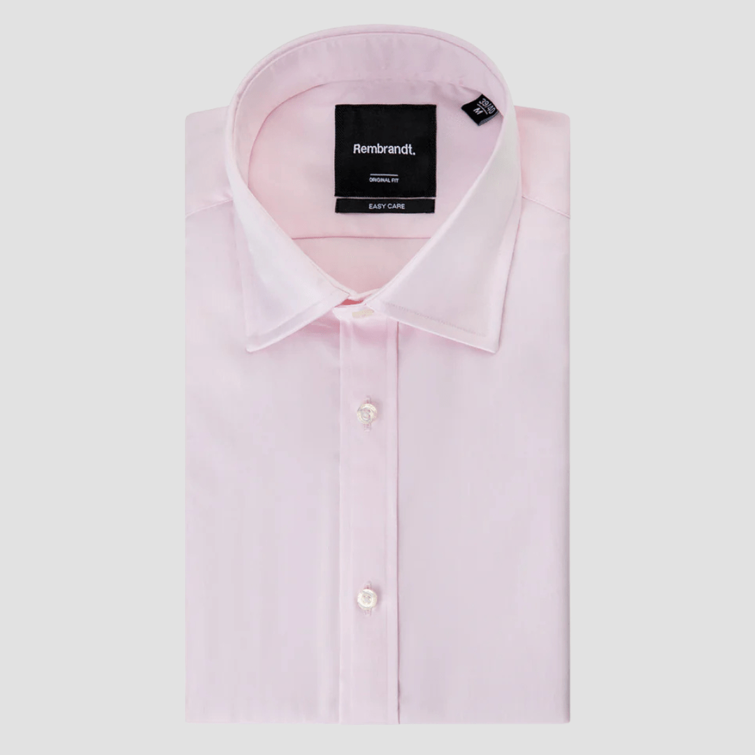 Rembrandt Mens Original Tailored Fit London Shirt in Pink Pure Cotton